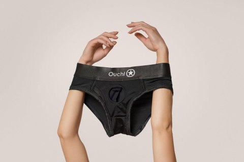 Wibrujące majtki typu Strap-on - Vibrating Strap-on High-cut Brief - M/L Ouch!