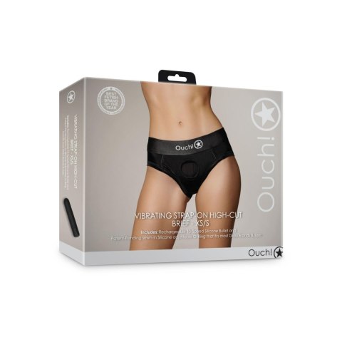 Wibrujące majtki typu Strap-on - Vibrating Strap-on High-cut Brief - XS/S Ouch!