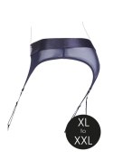 Wibrujące stringi z paskami do pończoch typu Strap-on - Vibrating Strap-on Thong with Adjustable Garters - XL/XXL Ouch!