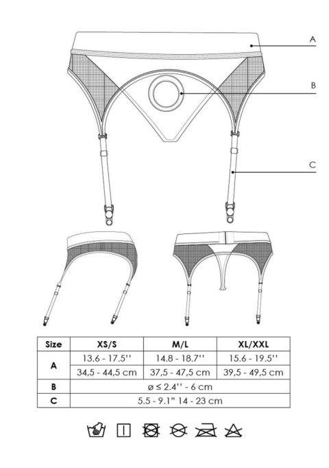 Wibrujące stringi z paskami do pończoch typu Strap-on - Vibrating Strap-on Thong with Adjustable Garters - XL/XXL Ouch!