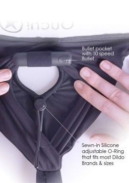 Vibrating Strap-on Thong with Adjustable Garters - M/L Ouch!