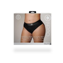 Wibrujące stringi typu Strap-on - Vibrating Strap-on Thong with Removable Rear Straps - XL/XXL Ouch!