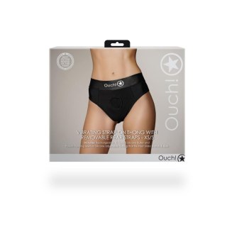 Wibrujące stringi typu Strap-on - Vibrating Strap-on Thong with Removable Rear Straps - XS/S Ouch!