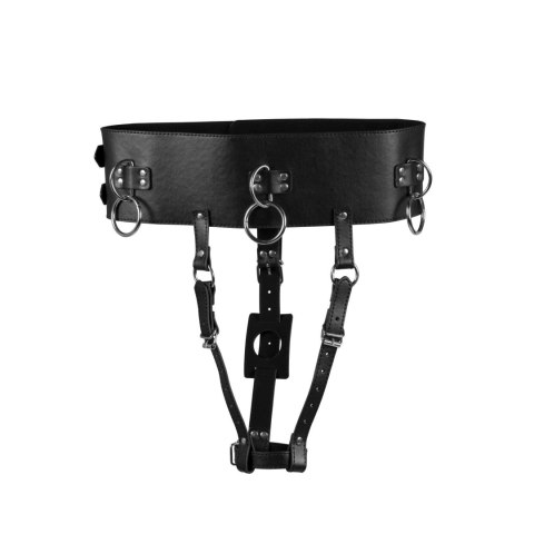 Pas do krępowania z uchwytem na Masażer - Belt with Vibrator Holder - Black Ouch!