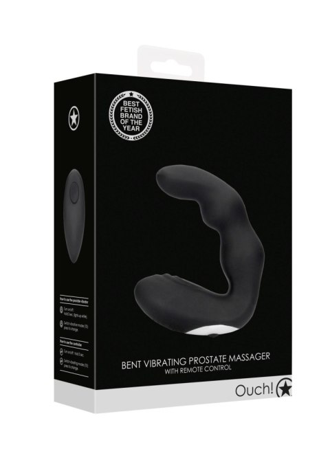 Bent Vibrating Prostate Massager with Remote Control - Black SHOTS