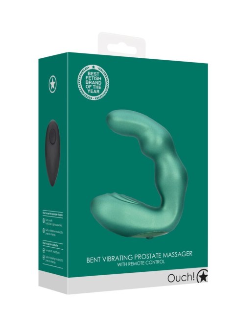 Bent Vibrating Prostate Massager with Remote Control - Metallic Green SHOTS