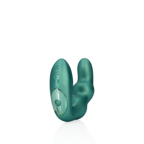 Bent Vibrating Prostate Massager with Remote Control - Metallic Green SHOTS