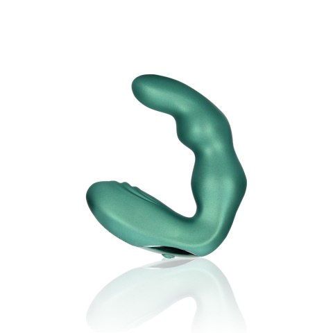 Bent Vibrating Prostate Massager with Remote Control - Metallic Green SHOTS