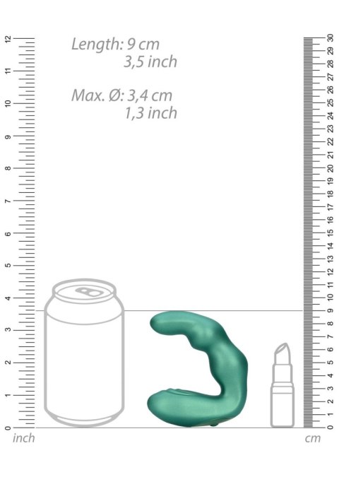 Bent Vibrating Prostate Massager with Remote Control - Metallic Green SHOTS