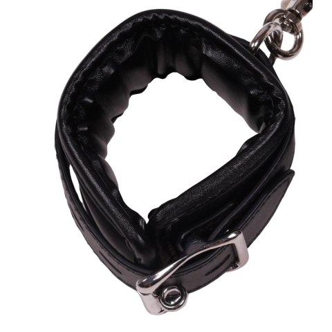 Uprząż w klimacie BDSM - Body Harness with Thigh and Hand Cuffs - Black Ouch!