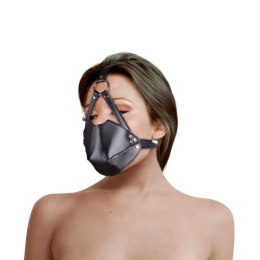 Maska z kneblem - Head Harness with Mouth Cover and Breathable Ball Gag - Black Ouch!