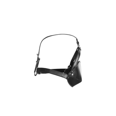 Maska z kneblem - Head Harness with Mouth Cover and Breathable Ball Gag - Black Ouch!