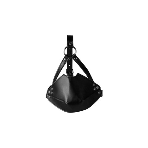 Maska z Kneblem - Head Harness with Mouth Cover and Solid Ball Gag - Black Ouch!