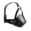 Maska z Kneblem - Head Harness with Mouth Cover and Solid Ball Gag - Black Ouch!