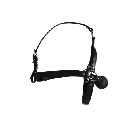 Uprząż na głowę z kneblem - Head Harness with Solid Ball Gag - Black Ouch!