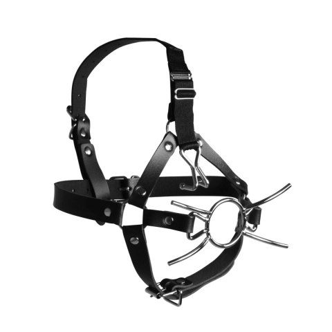 Uprząż na głowę - Head Harness with Spider Gag and Nose Hooks - Black Ouch!