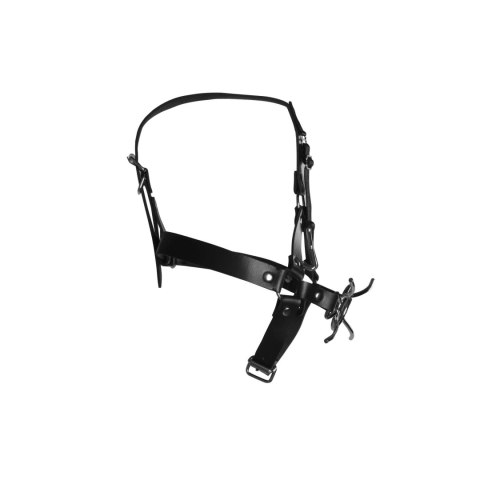 Uprząż na głowę - Head Harness with Spider Gag and Nose Hooks - Black Ouch!