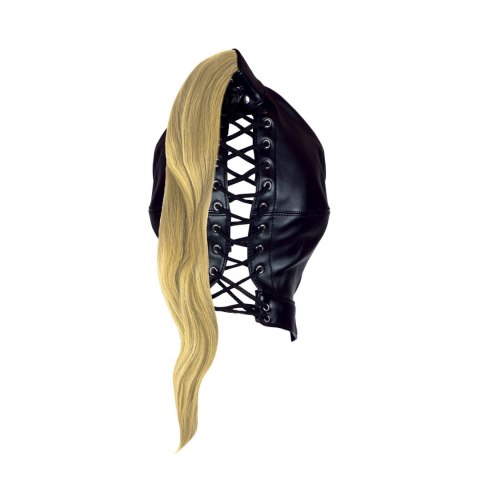 Wiązana Maska z kucykiem - Mask with Blonde Ponytail - Black Ouch!