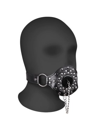 Knebel z korkiem - Open Mouth Gag with Plug Stopper - Black Ouch!