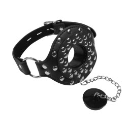 Knebel z korkiem - Open Mouth Gag with Plug Stopper - Black Ouch!