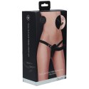Strap-On z podwójnym dildo - Ouch! - Dual Silicone Ribbed Strap-On - Adjustable - Black Ouch!