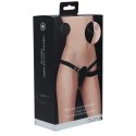Strap-On z wibrującym dildo - Ouch! - Vibrating - Rechrgeable - 10 Speed Silicone Ribbed Strap-On - Adjustable - Black Ouch!