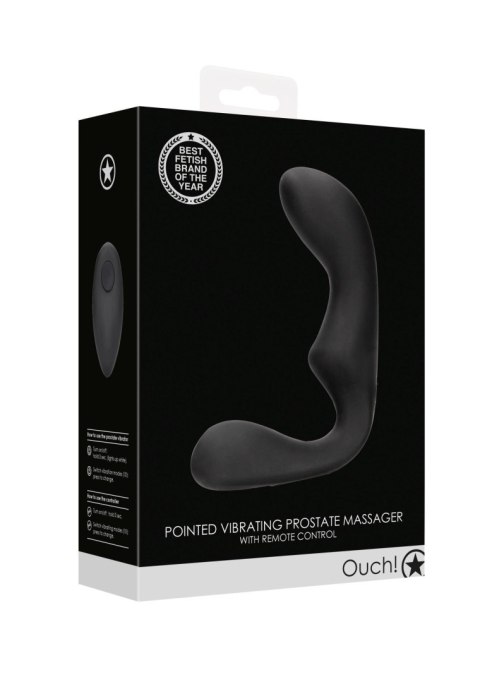 Pointed Vibrating Prostate Massager with Remote Control - Black Ouch!