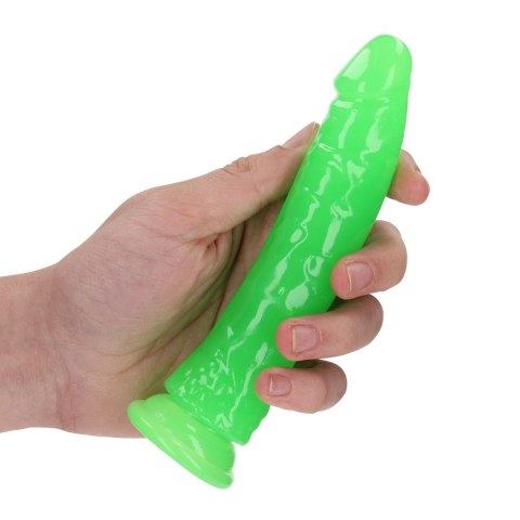 Świecące dildo - Slim Realistic Dildo with Suction Cup - Glow in the Dark - 6'' / 15,5 cm RealRock