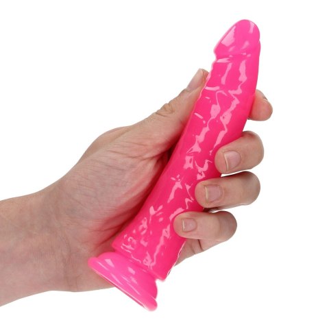 Świecące dildo - Slim Realistic Dildo with Suction Cup - Glow in the Dark - 6'' / 15,5 cm RealRock