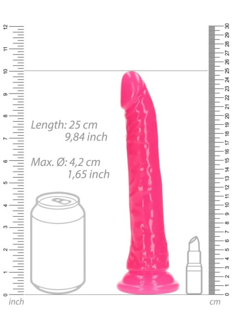 Świecące dildo - Slim Realistic Dildo with Suction Cup - Glow in the Dark - 9'' / 22,5 cm RealRock