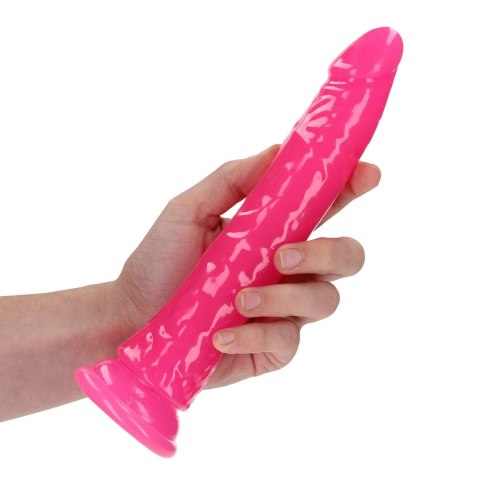 Świecące dildo - Slim Realistic Dildo with Suction Cup - Glow in the Dark - 9'' / 22,5 cm RealRock