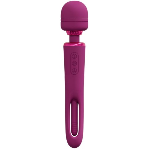 Masażer - Kiku - Rechargeable Double Ended Wand with Innovative G-Spot Flapping Stimulator - Pink Vive