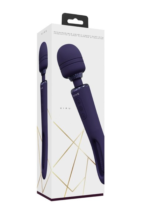 Masażer - Kiku - Rechargeable Double Ended Wand with Innovative G-Spot Flapping Stimulator - Purple Vive