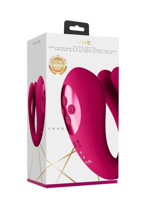 Wibrator - Yoko - Triple Action Vibrator Dual Prongs with Clitoral Pulse Wave Vive