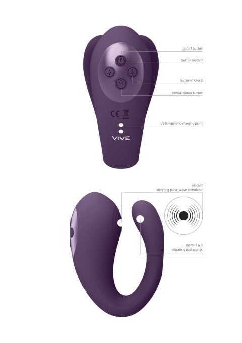 WIbrator - Yoko - Triple Action Vibrator Dual Prongs with Clitoral Pulse Wave Vive