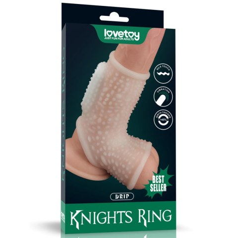 Vibrating Drip Knights Ring with Scrotum Sleeve (White) Lovetoy