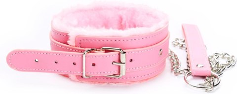 Obroza i smycz - Fetish Fever - Collar with leash - Pink Fetish Fever