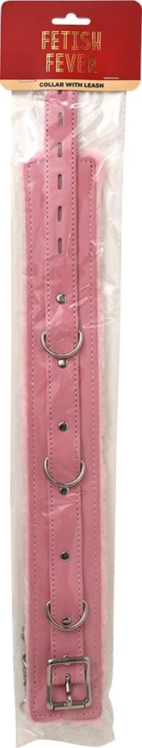 Obroza i smycz - Fetish Fever - Collar with leash - Pink Fetish Fever