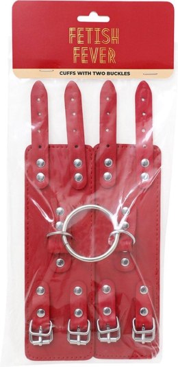 Mankiety - Fetish Fever - Cuffs with two buckles - Red Fetish Fever