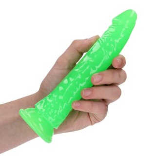 Świecące Dildo - Slim Realistic Dildo with Suction Cup - Glow in the Dark - 7'' / 18 cm RealRock