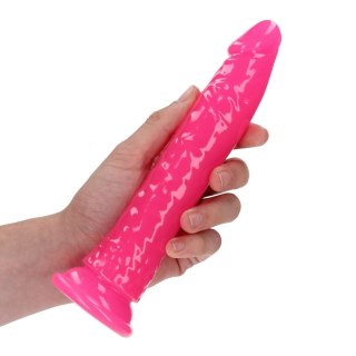 Świecące Dildo - Slim Realistic Dildo with Suction Cup - Glow in the Dark - 7'' / 18 cm RealRock