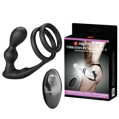 Pierścień erekcyjny i masażer prostaty w jednym - VIBRATION PENIS SLEEVE VI, vibrating anal stimulation Pretty Love