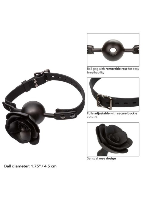 Knebel z wyjmowaną różą - Removable Rose Gag Black