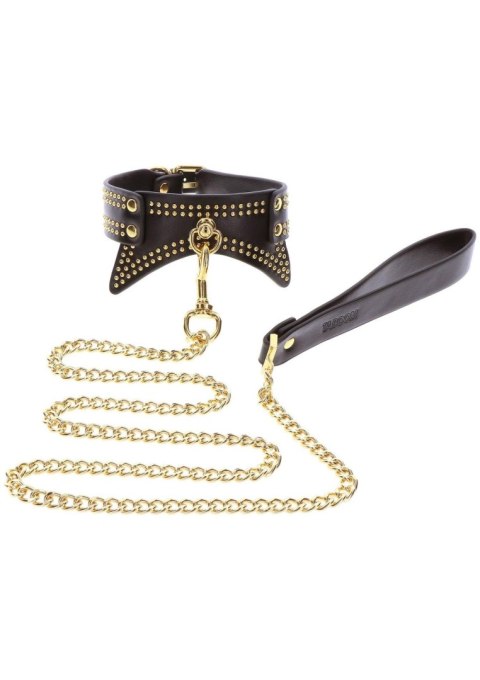 Obroża i smycz - Studded Collar and Leash Black