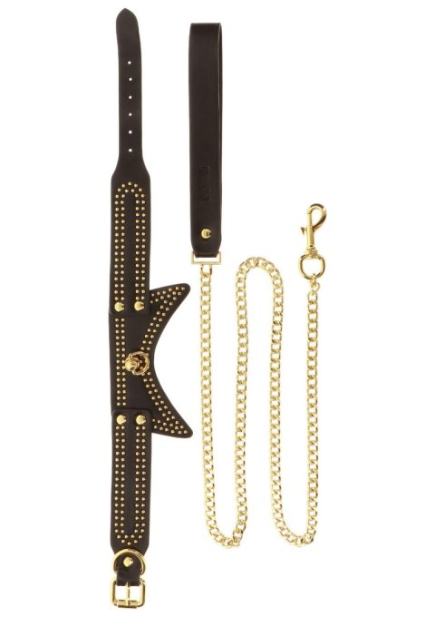 Obroża i smycz - Studded Collar and Leash Black