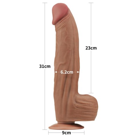 Realistyczne Dildo 31 cm - 12'' King Sized Sliding Skin Dual Layer Dong Brown Lovetoy