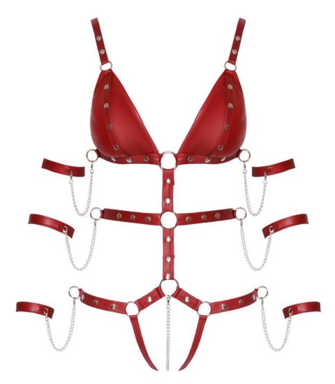 Uprząz / Body w klimacie BDSM - Bad Kitty Strap Body red L Bad Kitty