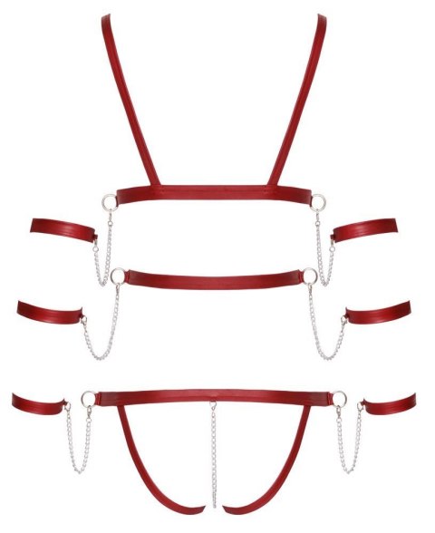 Uprząz / Body w klimacie BDSM - Bad Kitty Strap Body red L Bad Kitty