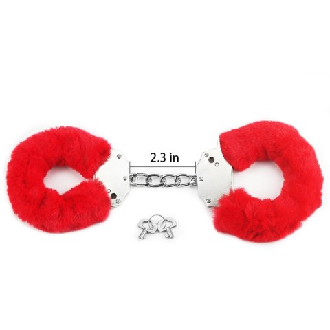 Kajdanki z futerkiem - Fetish Pleasure Fluffy Handcuffs Red Lovetoy