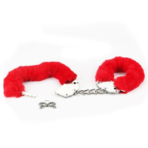 Kajdanki z futerkiem - Fetish Pleasure Fluffy Handcuffs Red Lovetoy